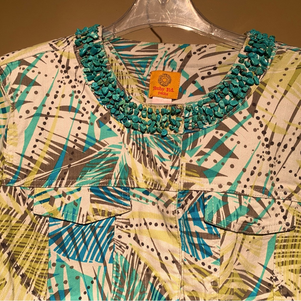 Ruby Road tropical beaded collar jacket, 16P